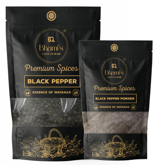 Bhami's® Wayanad Black Pepper Combo 300g (Whole 200g + Powder 100g)