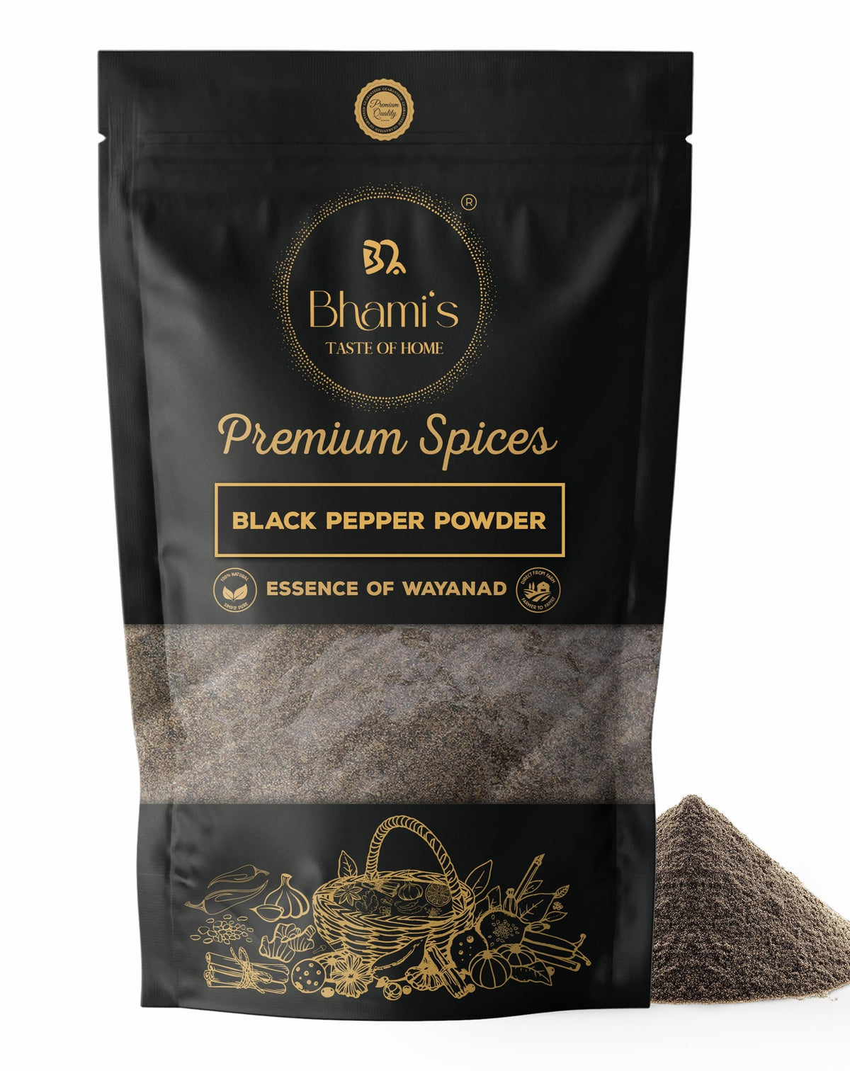 Bhami's Wayanad black pepper powder 100g - freshly milled Tellicherry Malabar single origin Kerala