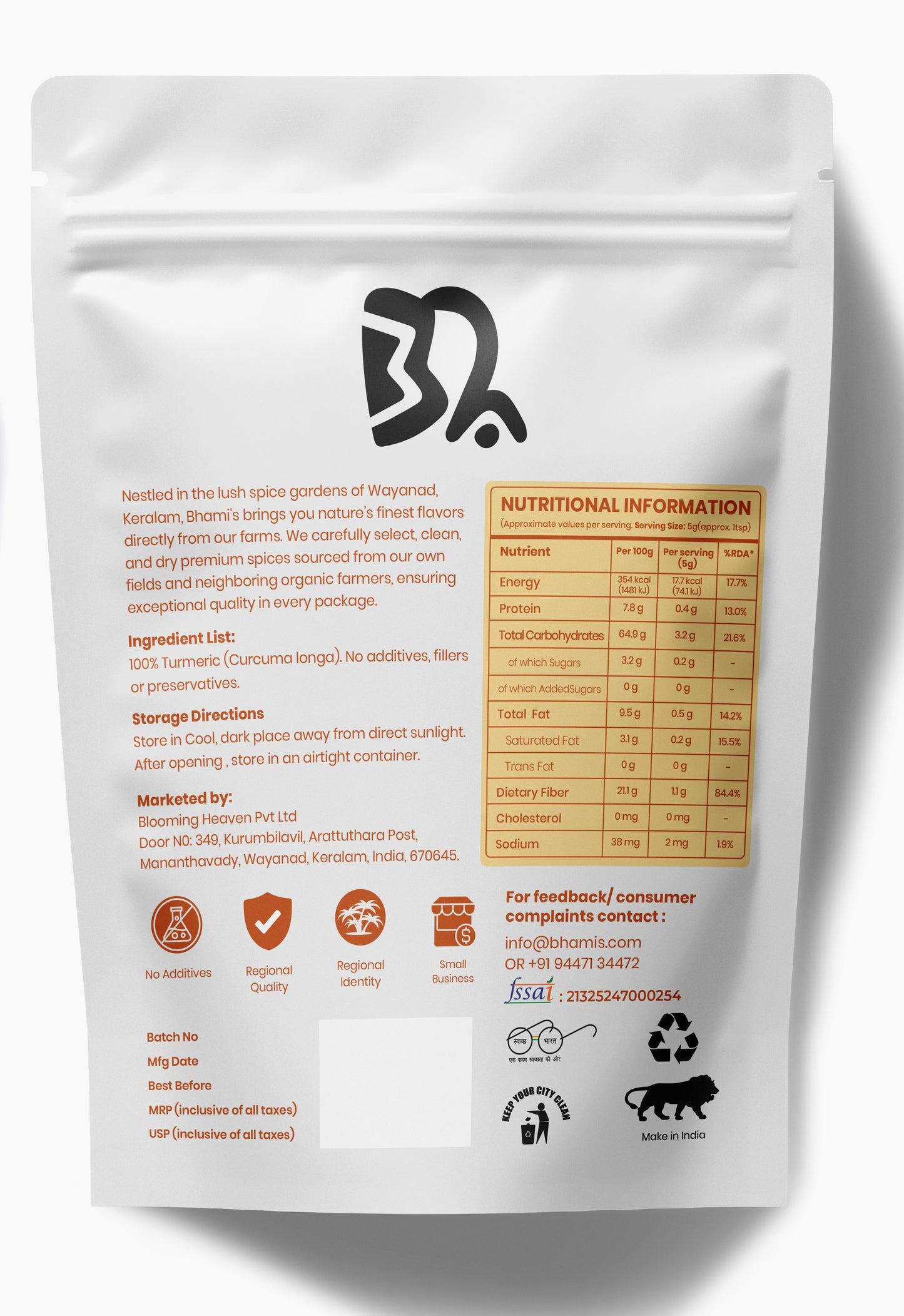 Bhami's® Turmeric Powder (Haldi) —  | High Curcumin | Natural Oils